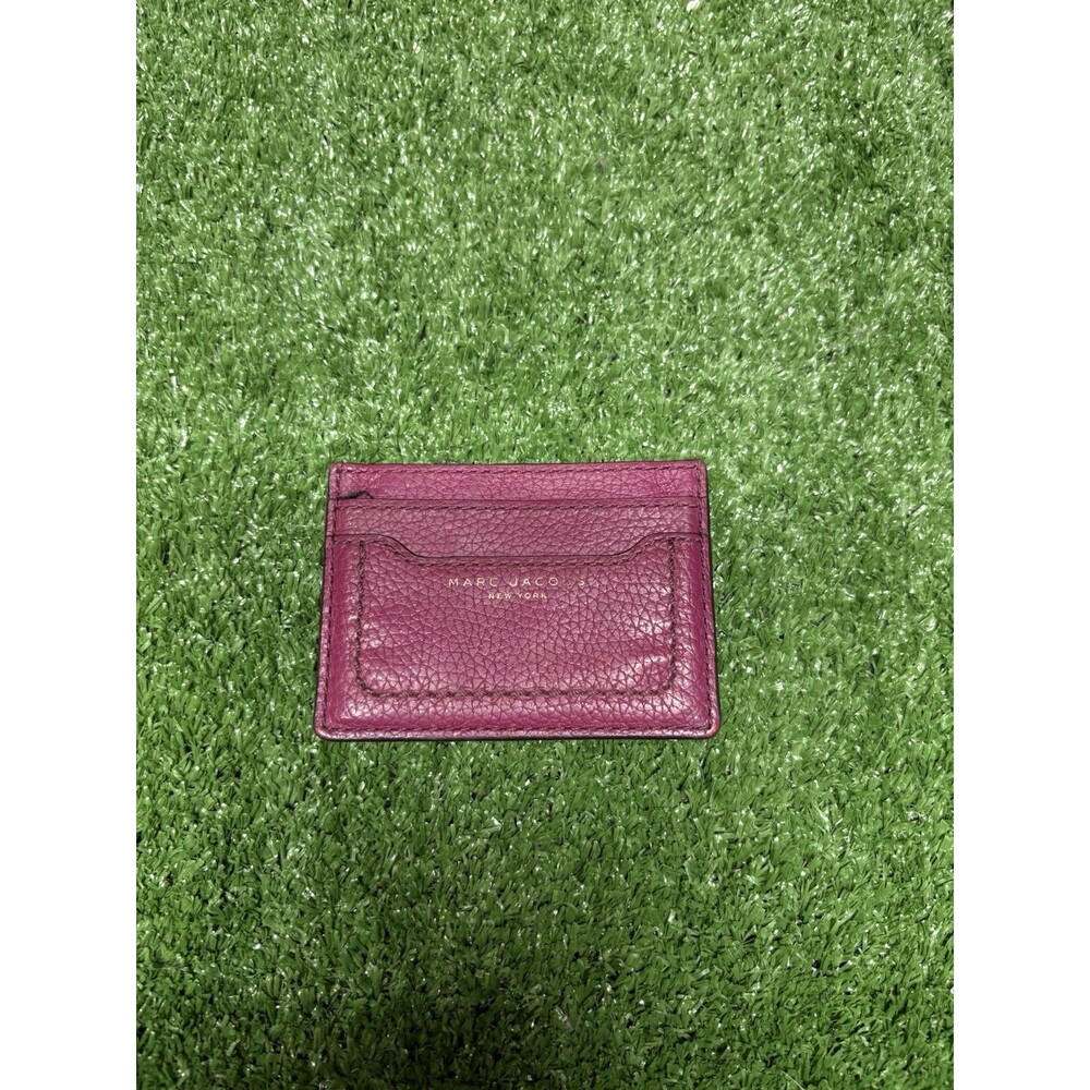 Womens Authentic Marc Jacobs Empire City Red Pebble Leather Card Case Wallet